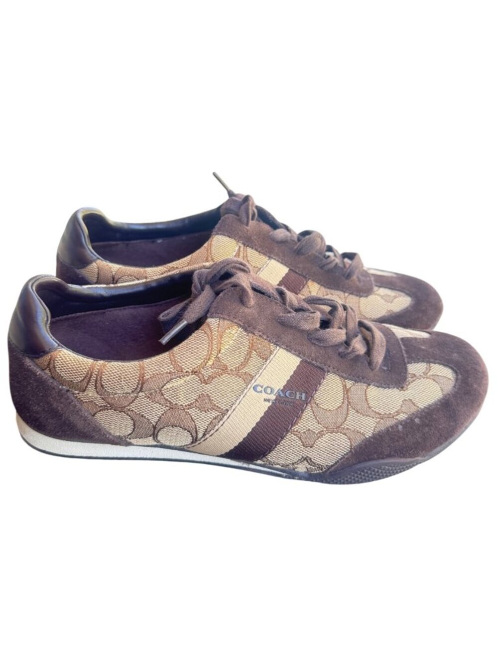 Coach Kelson Womens 8 B Brown Signature Canvas Casual Sneakers Shoes Lace Up